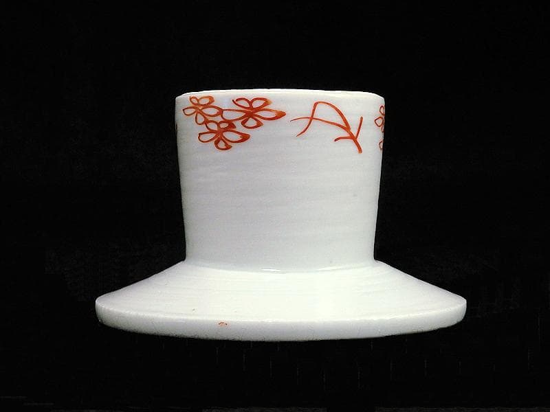 古伊万里　染錦　流水に梅の図　盃台　D194AS-BTs