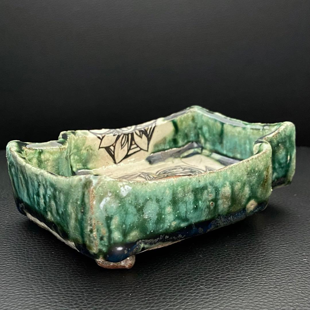 坂口健 東御土風紋織部向付 皿 器 作家もの 作陶展 共箱つき