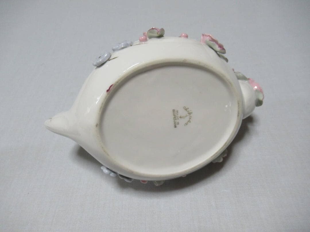 1947年頃日本製輸出品◆磁器製 瀬戸ノベルティ CHIKUSA『白鳥型と薔薇』