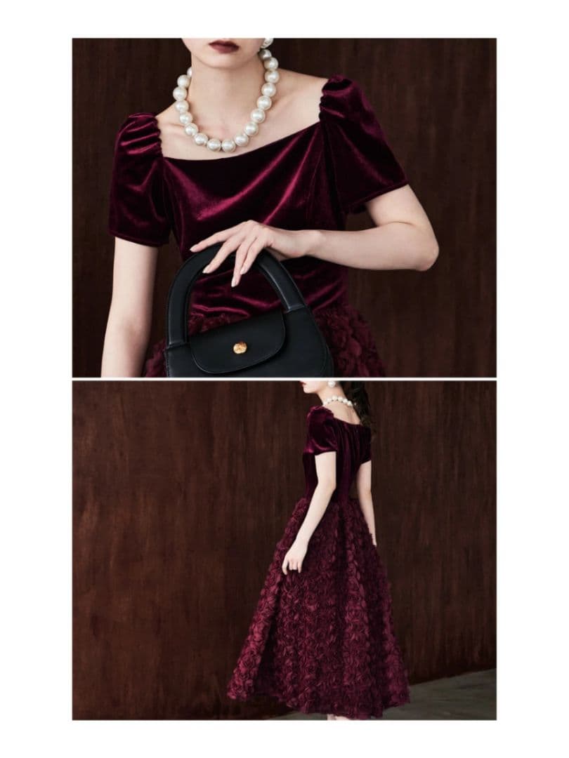 結婚式二次会パーティドレス バーガンディ ワインレッド オケージョン 新年会