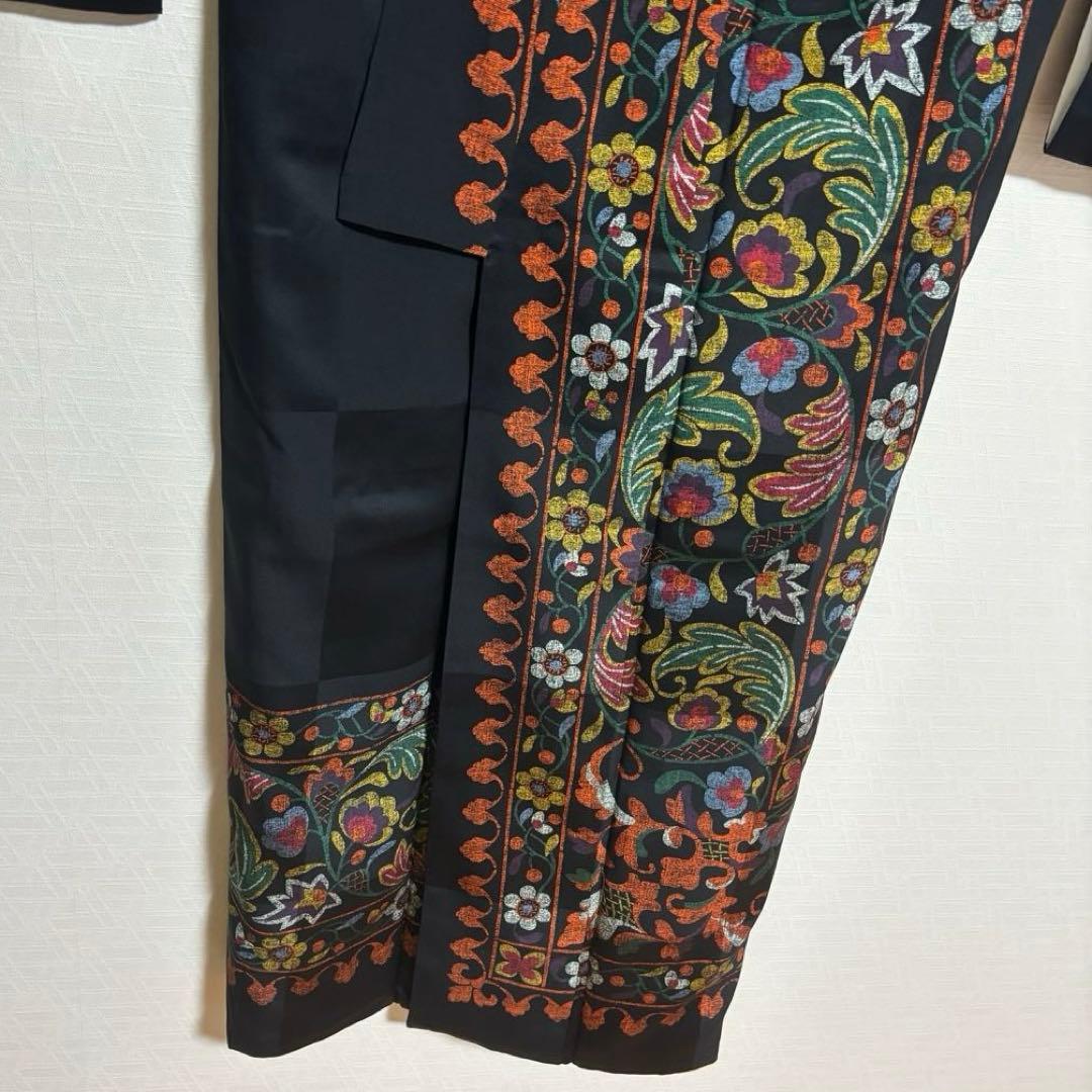 【振袖】 個性的な花模様 市松紋様 着物 袷 小振袖 身丈約159cm