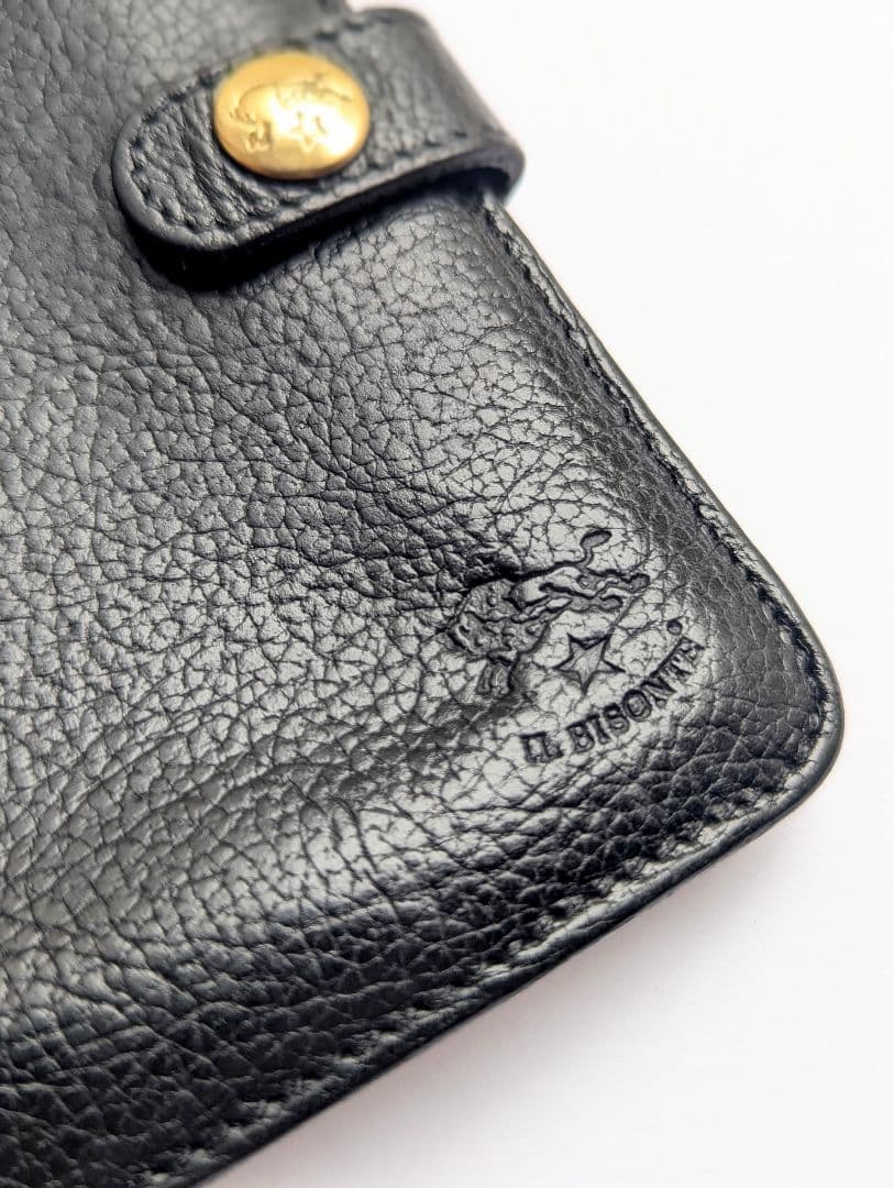 イルビゾンテ IL BISONTE 手帳型 2つ折り財布 ブラック 男女兼用