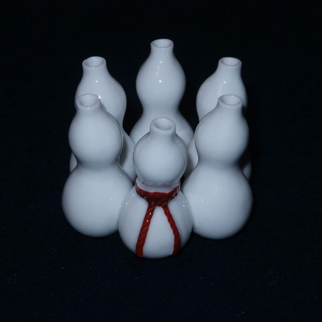 【茶道具】横石嘉助作　平戸白磁六瓢蓋置