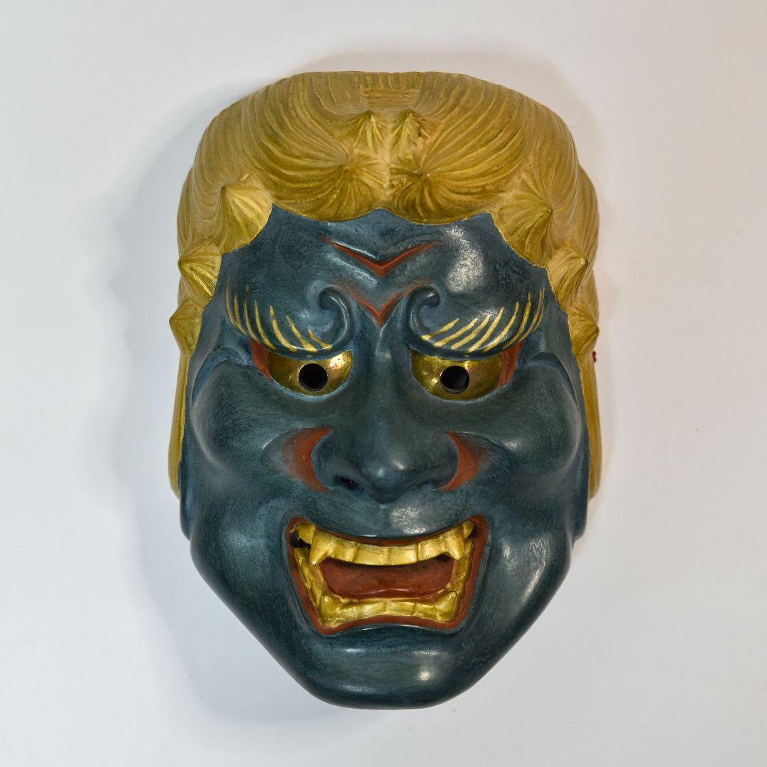 能面 不動 山本忠閑作 烙印あり、能面袋、箱付き 美品 （C3）