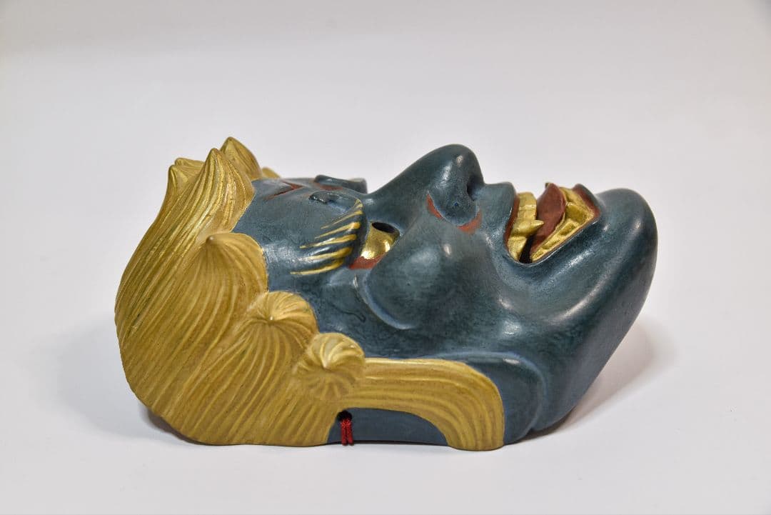 能面 不動 山本忠閑作 烙印あり、能面袋、箱付き 美品 （C3）