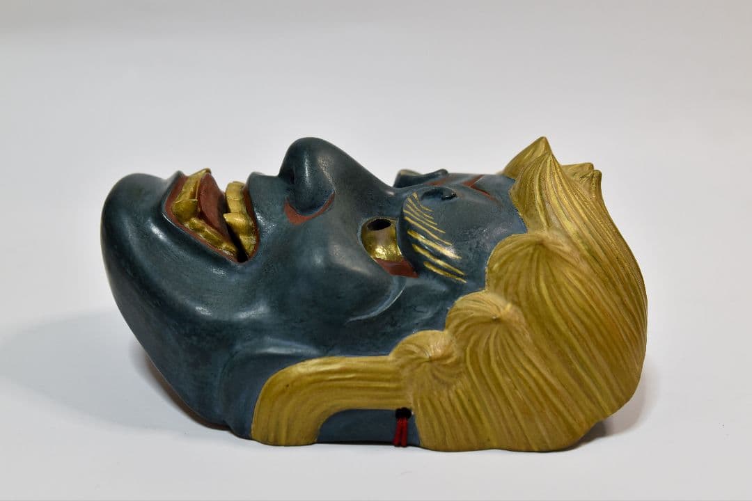 能面 不動 山本忠閑作 烙印あり、能面袋、箱付き 美品 （C3）