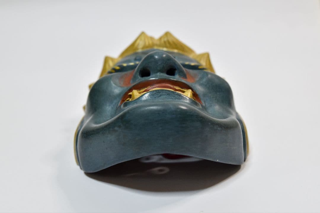 能面 不動 山本忠閑作 烙印あり、能面袋、箱付き 美品 （C3）