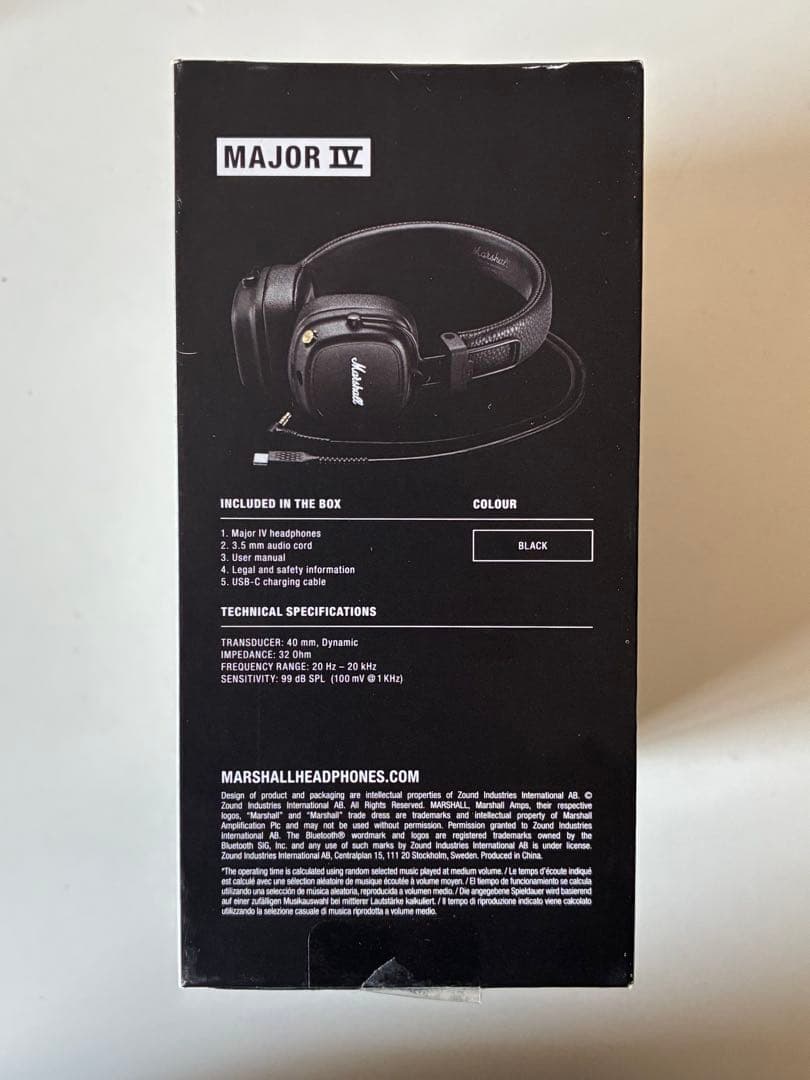 Marshall Major IV ワイヤレスヘッドホン ブラック