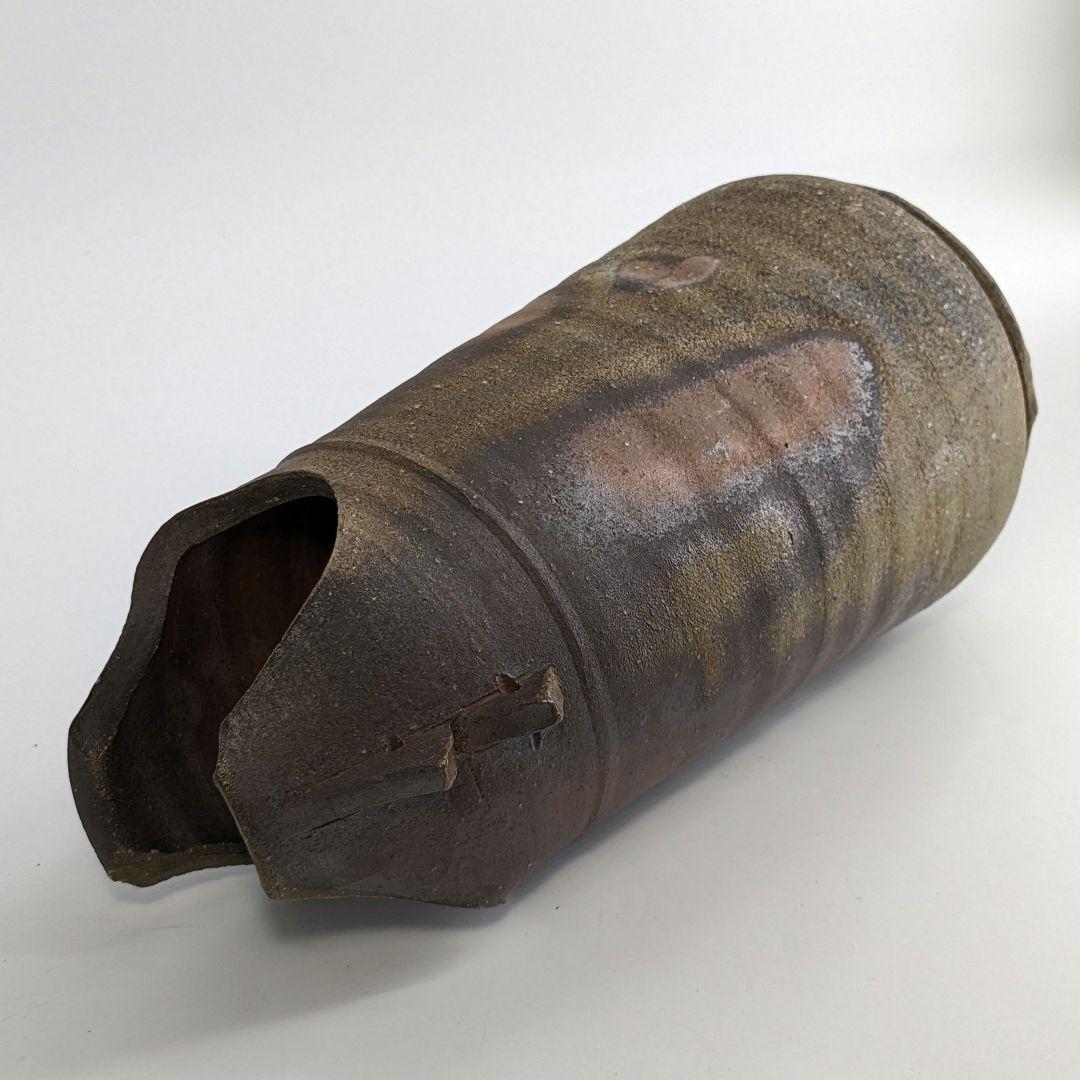 岡山県重要無形文化財 金重晃介 備前焼 耳付花入 合箱 花瓶 花器 置物 華道具