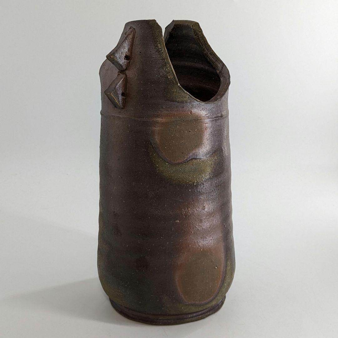 岡山県重要無形文化財 金重晃介 備前焼 耳付花入 合箱 花瓶 花器 置物 華道具