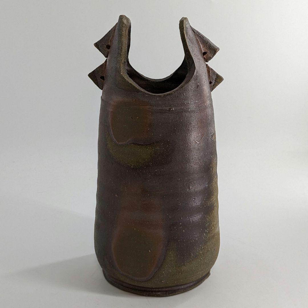 岡山県重要無形文化財 金重晃介 備前焼 耳付花入 合箱 花瓶 花器 置物 華道具