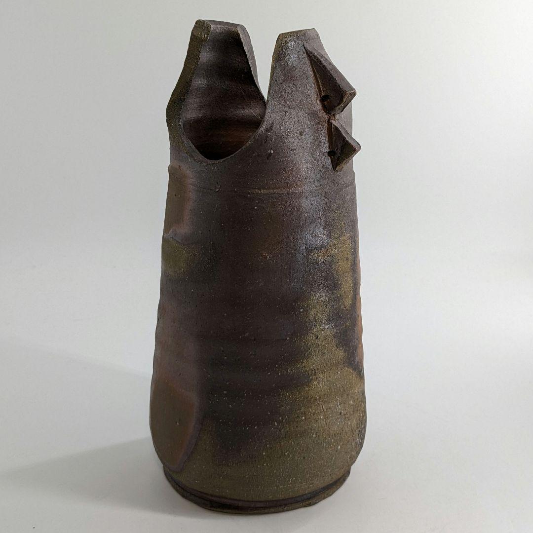 岡山県重要無形文化財 金重晃介 備前焼 耳付花入 合箱 花瓶 花器 置物 華道具