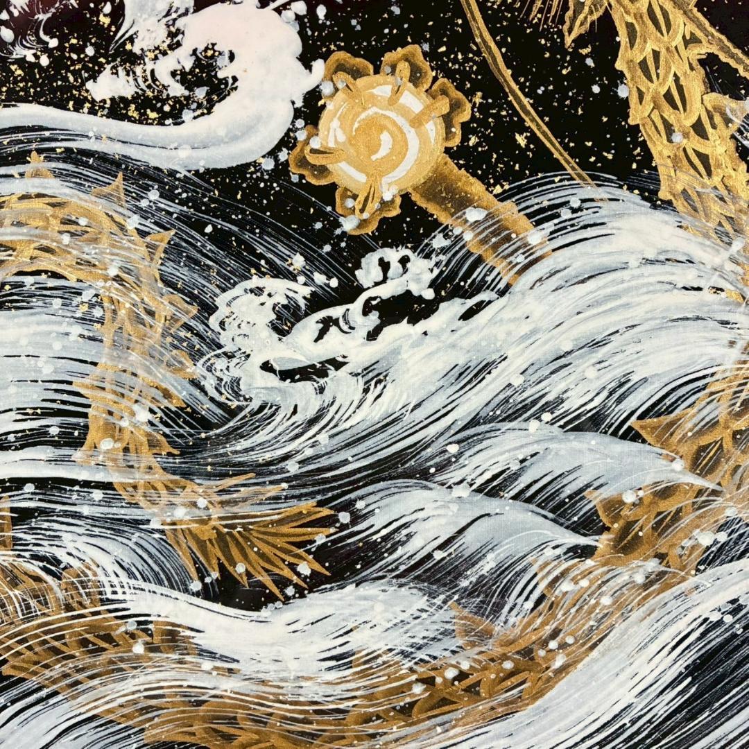 【最終値下げ】あいはら友子「赤富士に昇り龍」肉筆画 日本画 縁起物 開運 富士山