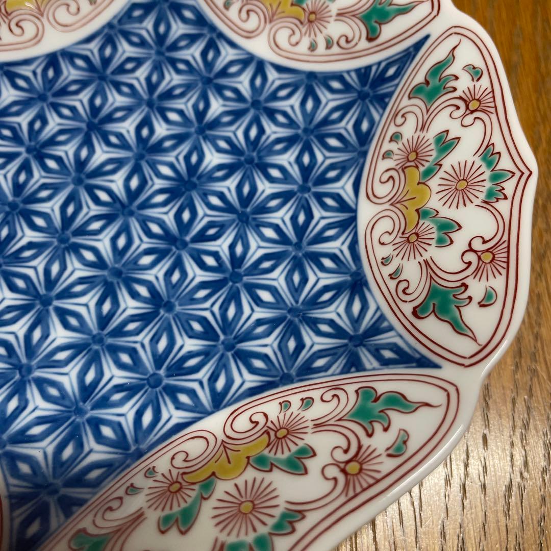 鍋島焼　其泉　色鍋島麻葉紋銘々皿　3枚　箱なし