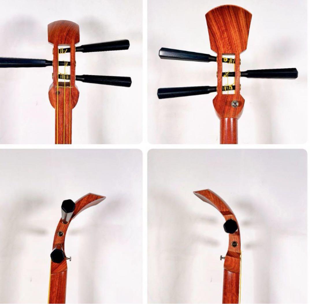 希少】民謡三味線　細棹　花梨　正寸　3分割 丸打胴　皮やぶれなし　本皮