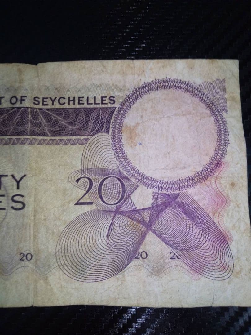 セーシェル共和国　1968年20ルピー　外国紙幣　インド　古紙幣