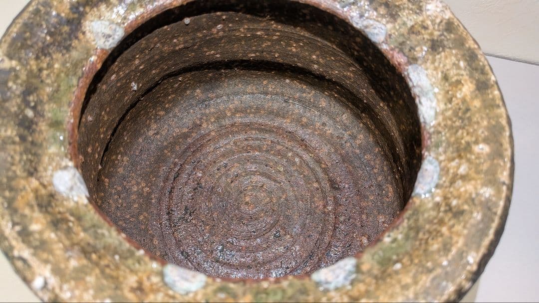 『丸田宗彦』耳付　朝鮮唐津水指　内田皿屋窯　茶道具　共箱共布栞略歴冊子