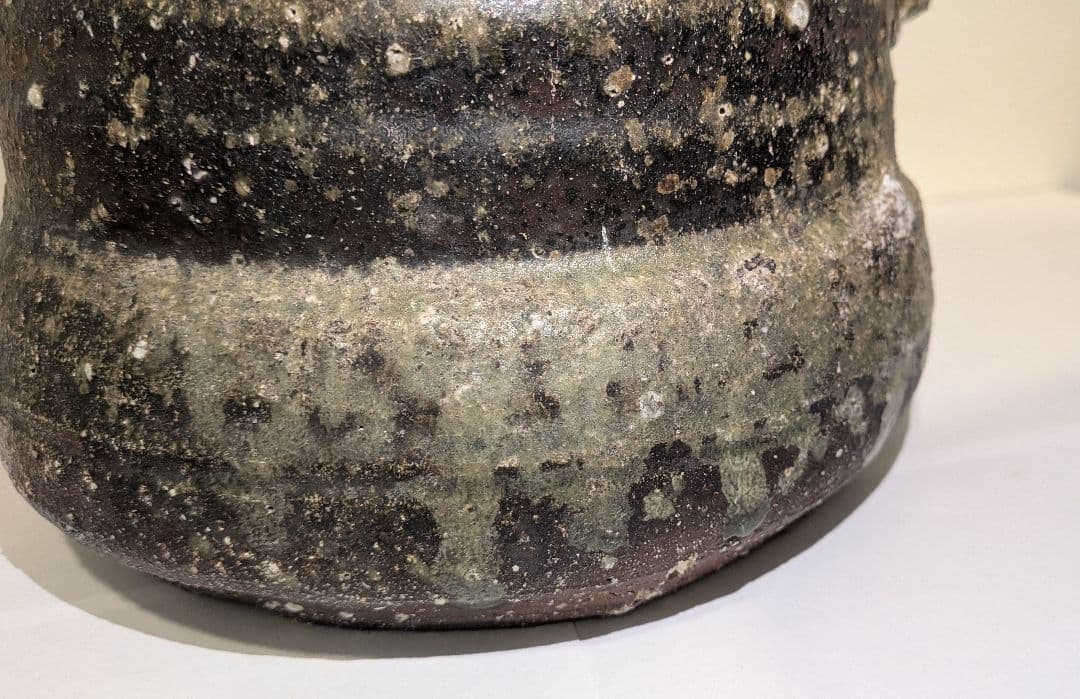 『丸田宗彦』耳付　朝鮮唐津水指　内田皿屋窯　茶道具　共箱共布栞略歴冊子