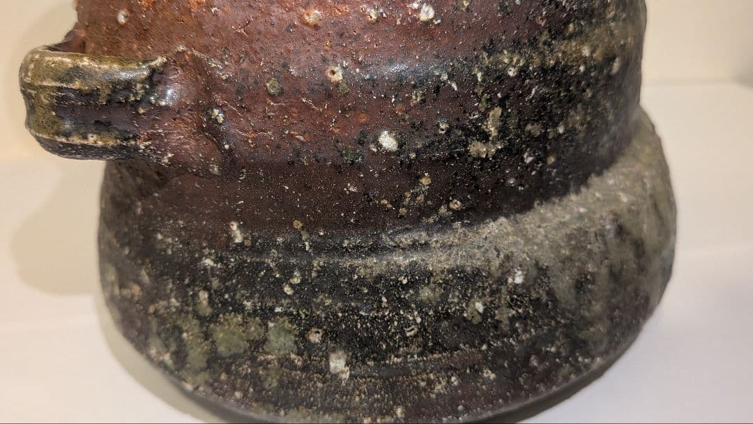 『丸田宗彦』耳付　朝鮮唐津水指　内田皿屋窯　茶道具　共箱共布栞略歴冊子