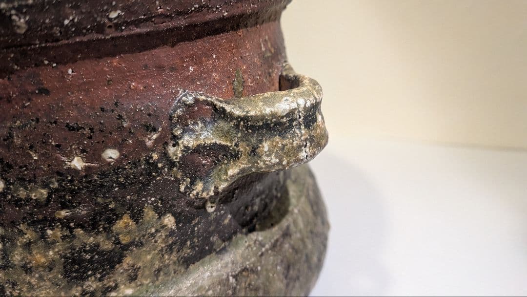 『丸田宗彦』耳付　朝鮮唐津水指　内田皿屋窯　茶道具　共箱共布栞略歴冊子