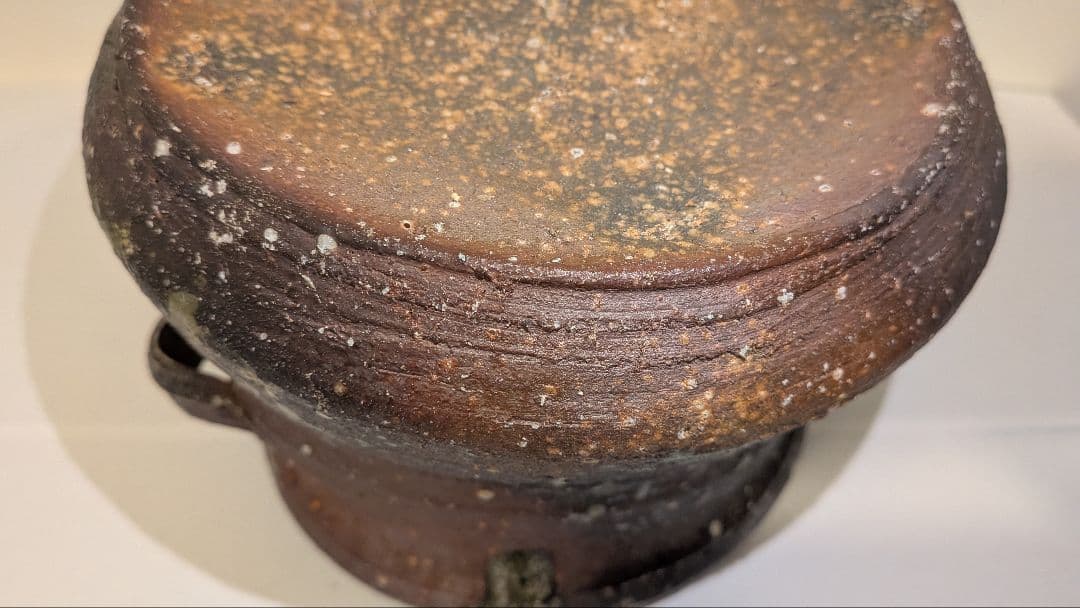 『丸田宗彦』耳付　朝鮮唐津水指　内田皿屋窯　茶道具　共箱共布栞略歴冊子