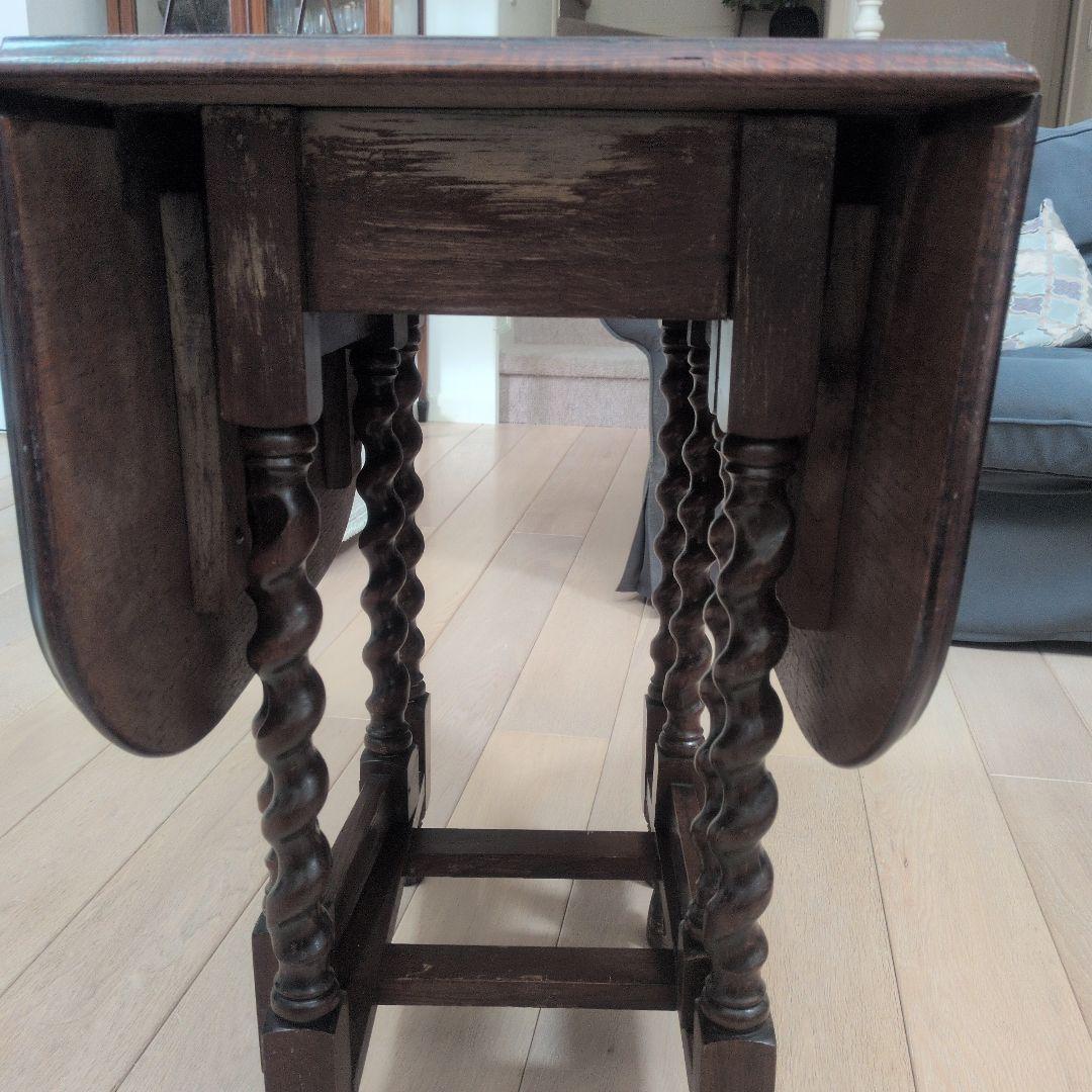 イギリスアンティーク　ゲートレッグテーブル　ダイニングテーブル　ツイストレッグ