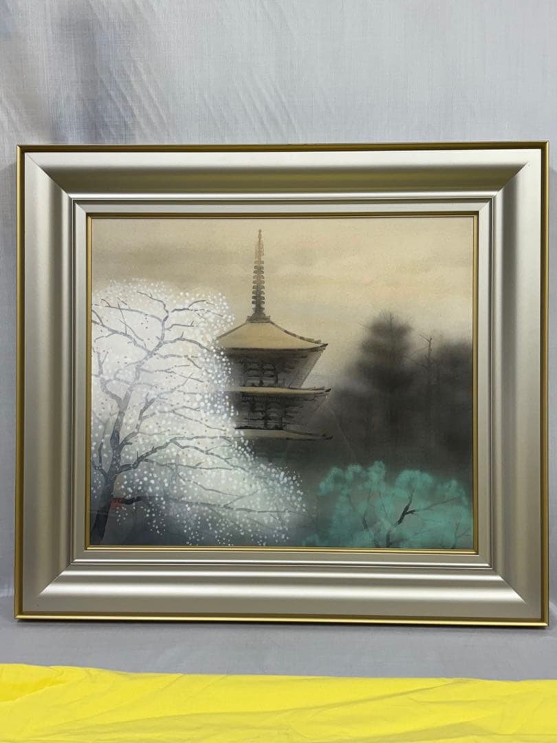 「醍醐の桜」　佐藤隆良　絵画　日本画　風景画　額装　共シール　箱袋有り