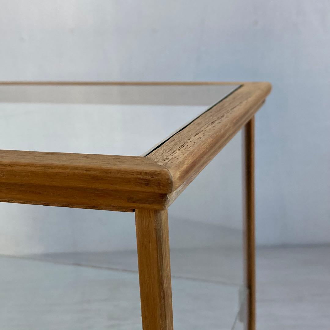 古い木製 小振り ガラスケース 2段 卓上ショーケース 扉なし