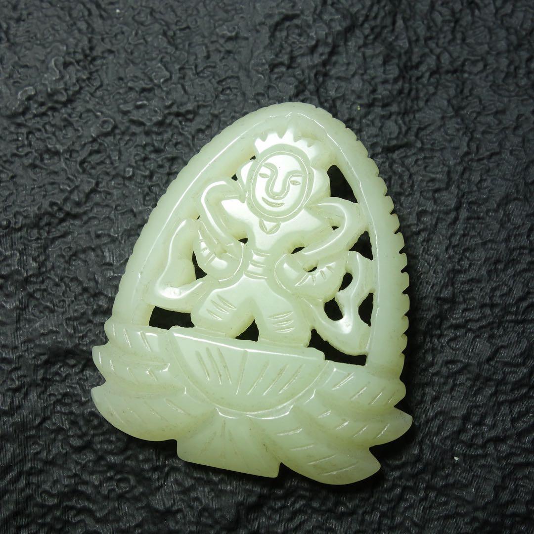 清時代 和田玉 玉牌 古玉 中国美術 天然石 彫刻 時代物 C1A144