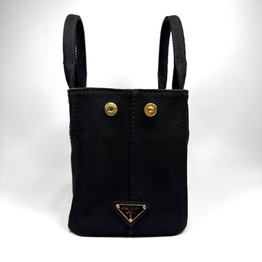 美品✨ PRADA プラダ カナパ S ハンドバッグ 黒 ストライプ
