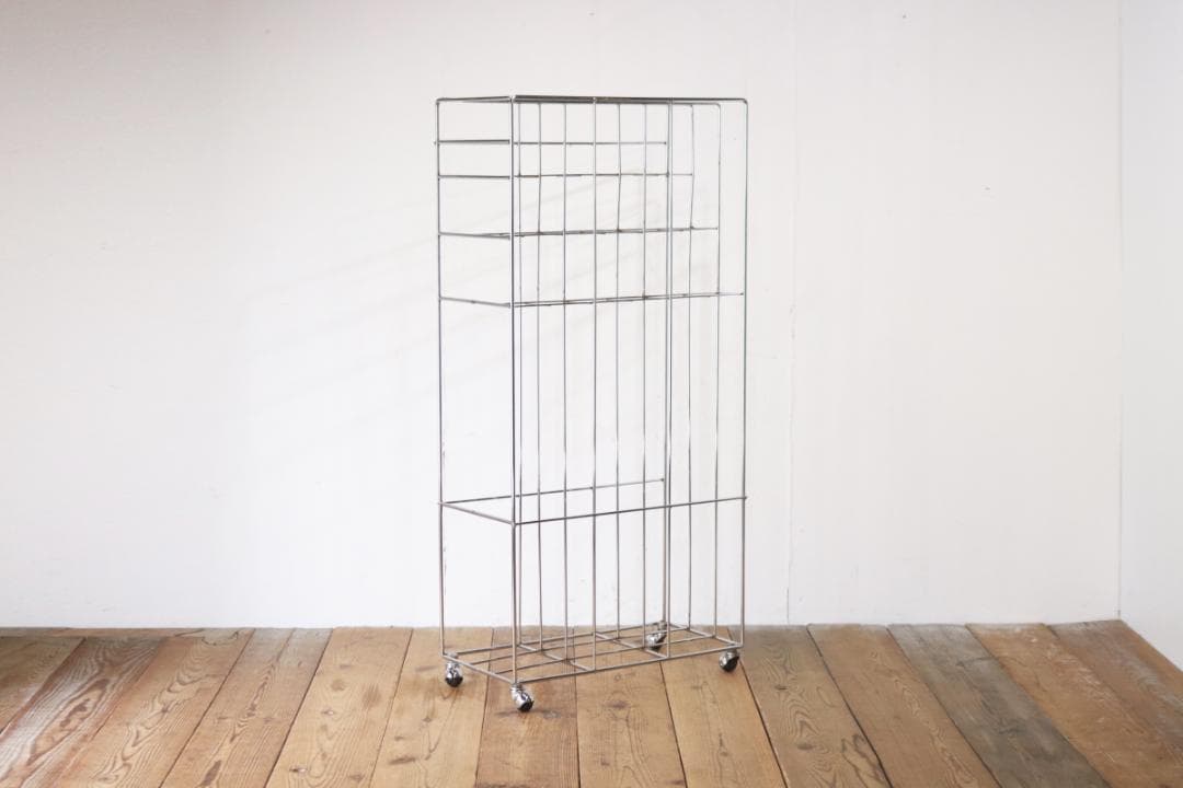 ヴィンテージ ワイヤーラック キャスターワゴン ネットシェルフ ポスター 収納