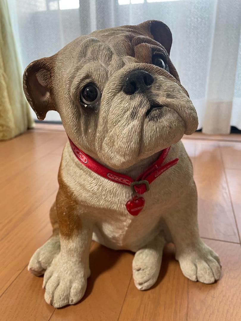 サンディキャスト　ブルドッグ子犬　陶器置物