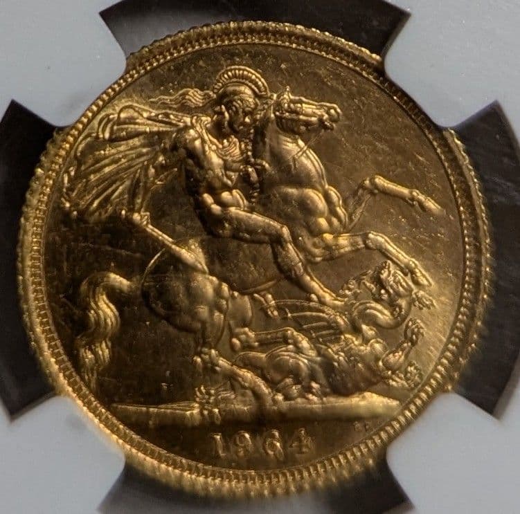 1964年/NGC/MS65/ヤングヤング/ソブリン金貨/エリザベス２世