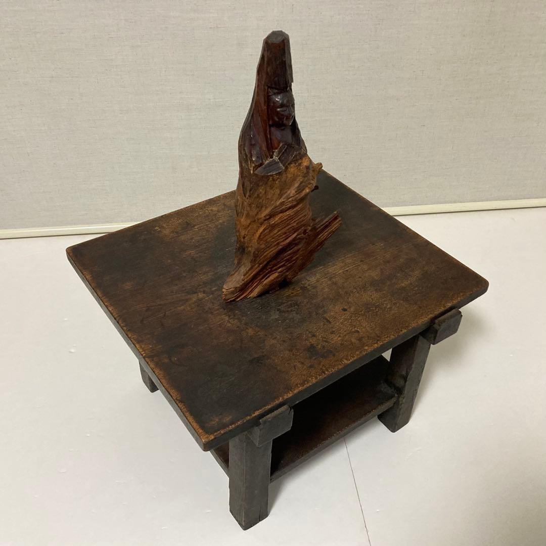観音 菩薩 仏像 置物 オブジェ 木彫り 彫刻 木製 美術 工芸品 骨董 レトロ