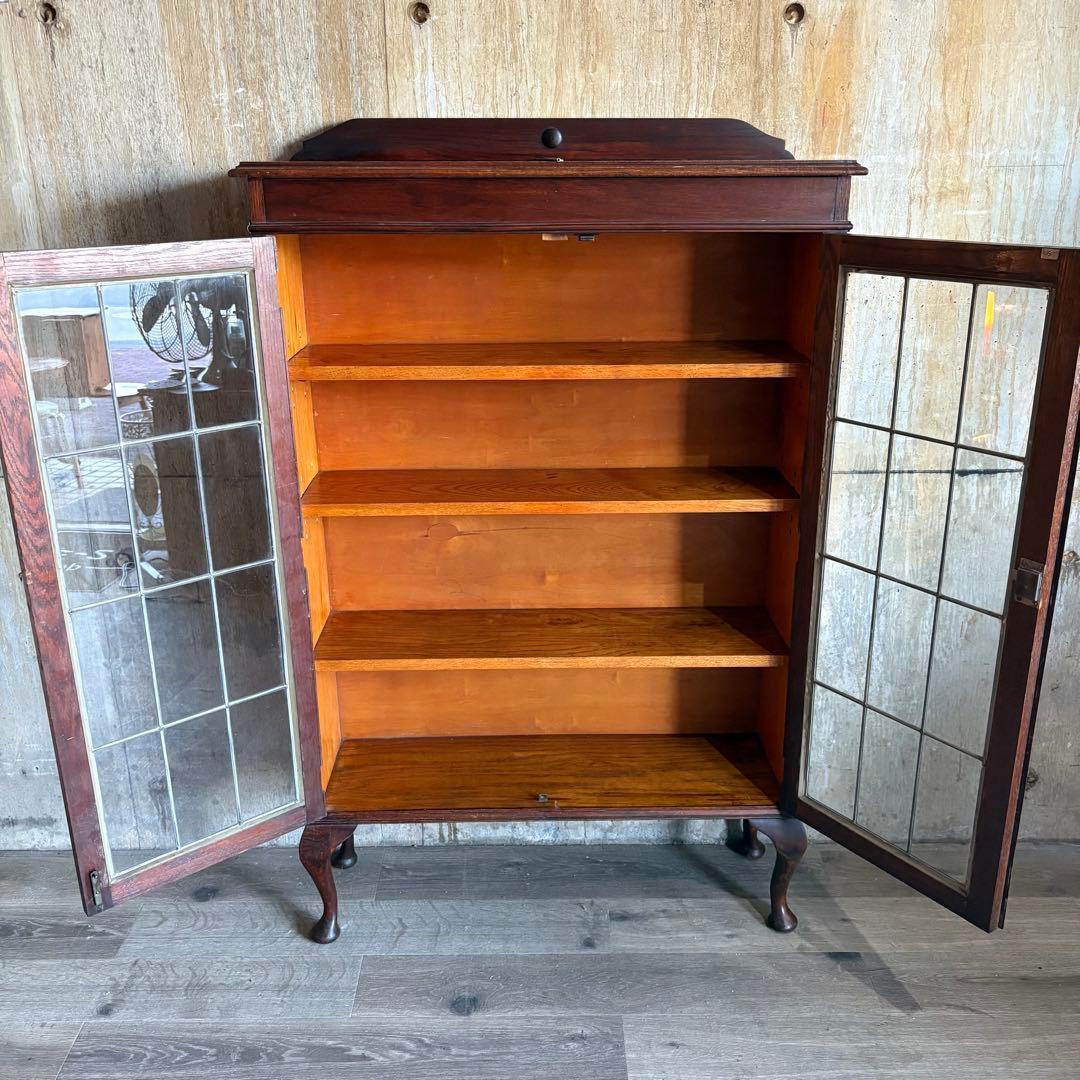 英国アンティーク　ヴィンテージ ブックシェルフ　猫脚キャビネット　クラシック