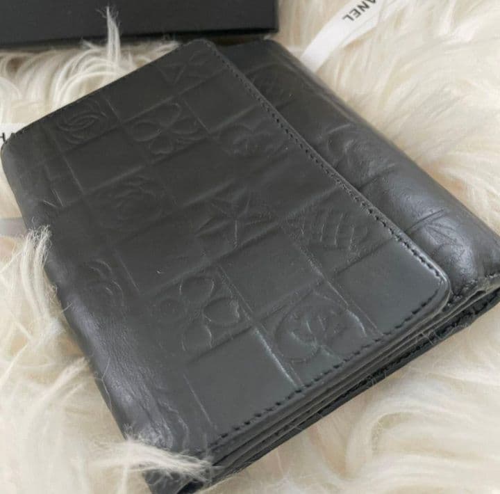 シャネル CHANEL 財布 二つ折り アイコンライン ココマーク ブラック