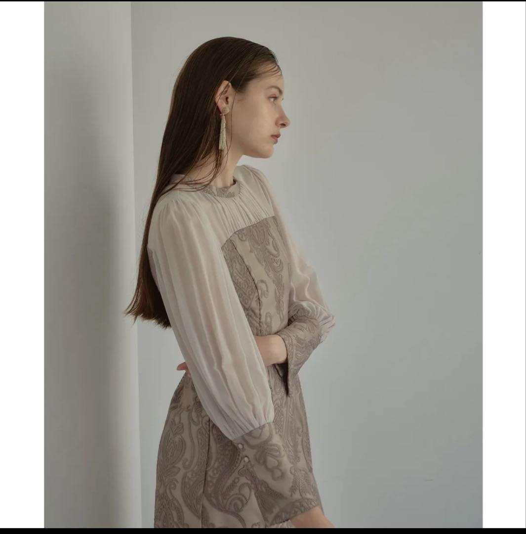 ANDRESD アンドレスド damask gather dress S