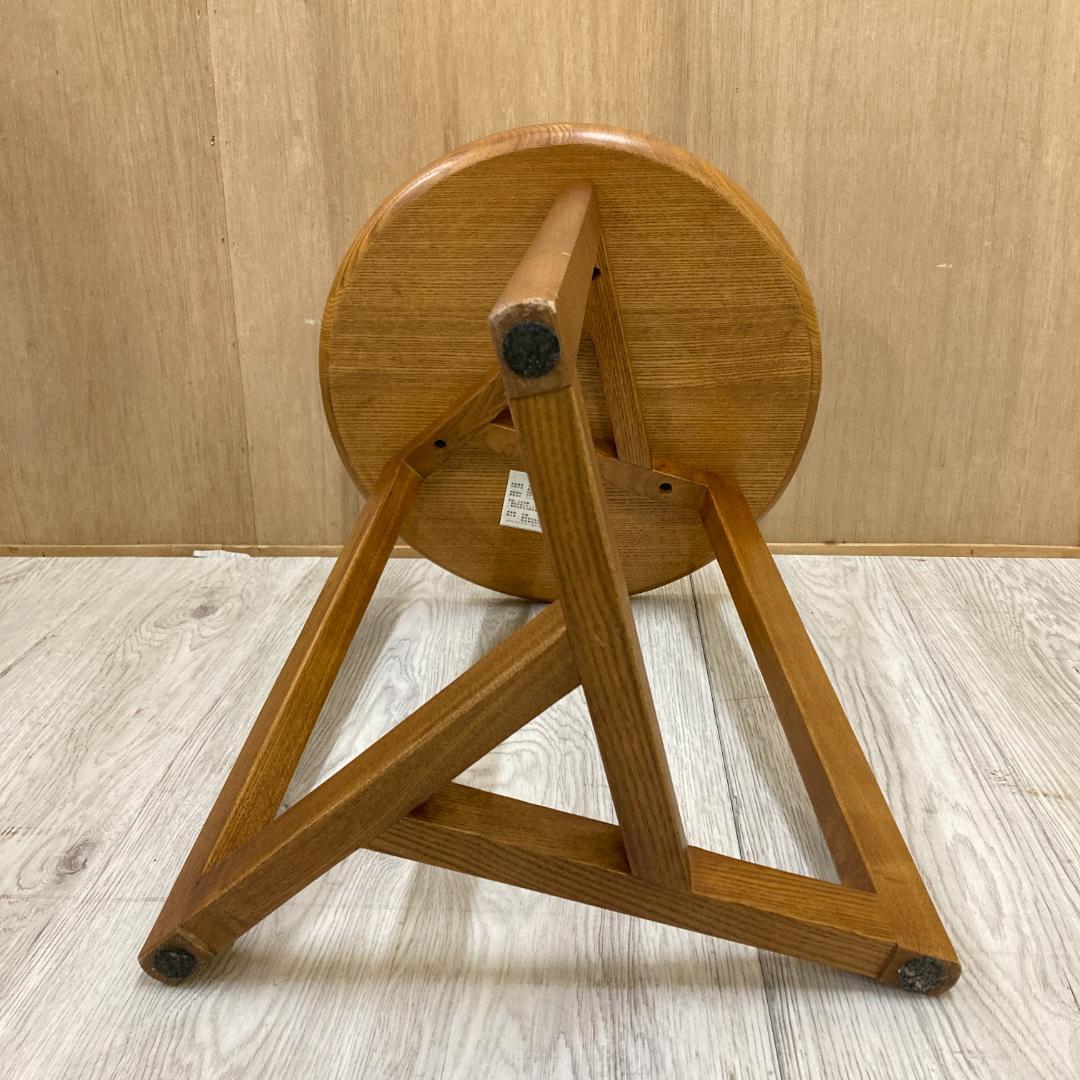 天然木　サイドテーブル　円形　アッシュ材