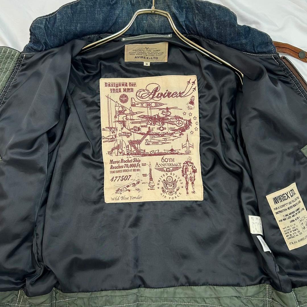 AVIREX アヴィレックス レザー デニム 切り替え レザージャケット