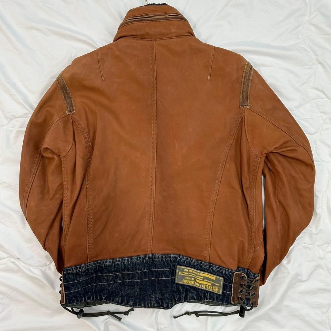 AVIREX アヴィレックス レザー デニム 切り替え レザージャケット
