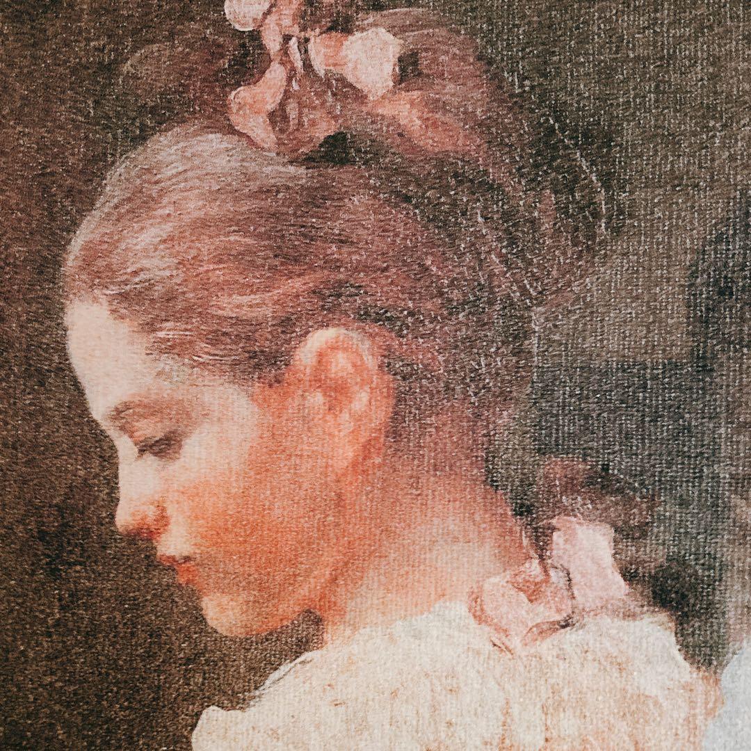 水晶画 貴石画 フラゴナール 『読書する娘』 美術工芸協会 人物画