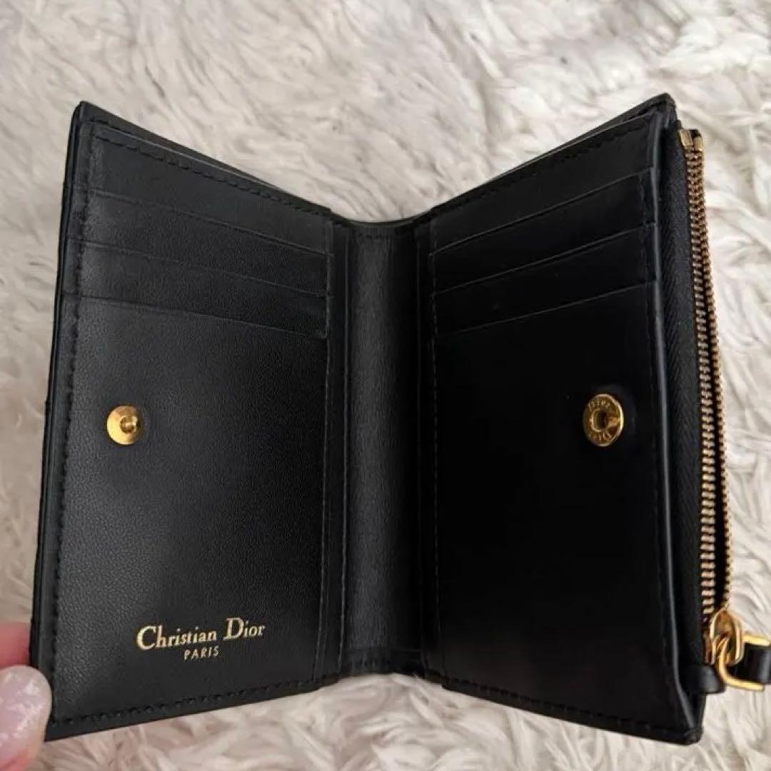 【期間限定】Christian Dior 黒 レザー 二つ折り財布 ディオール