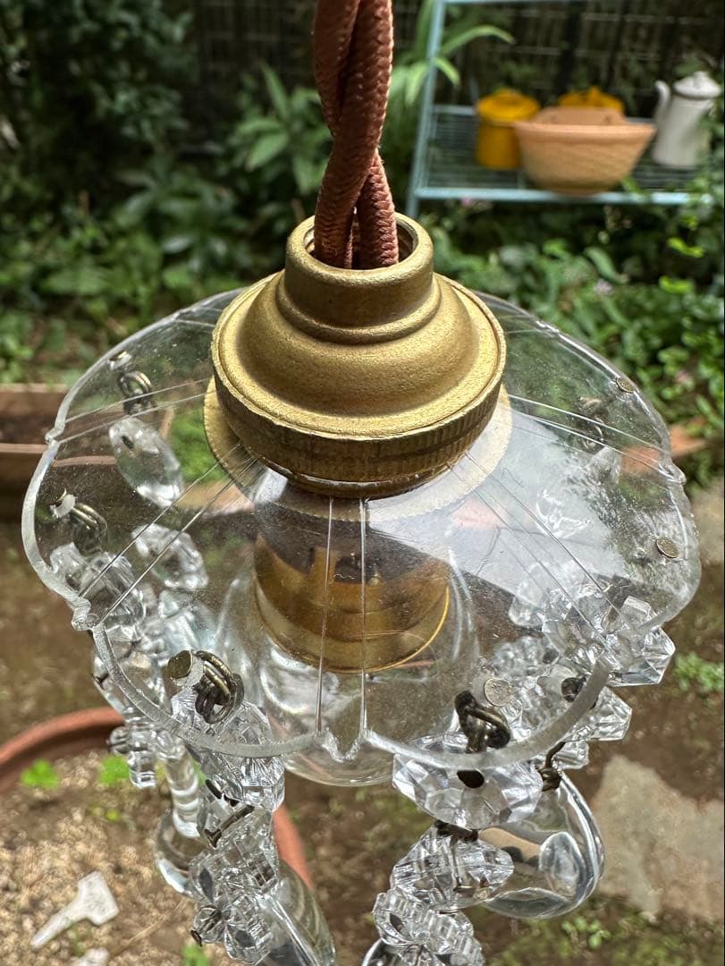 1900's フランス アンティーク 雨に濡れた小さなお花のミニシャンデリア＊