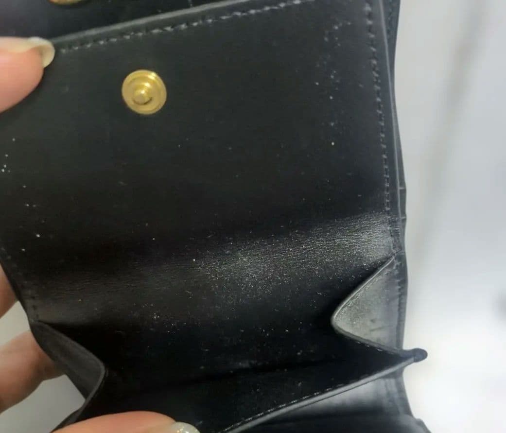 CELINE ブラックレザー 三つ折り財布 トリオンフ