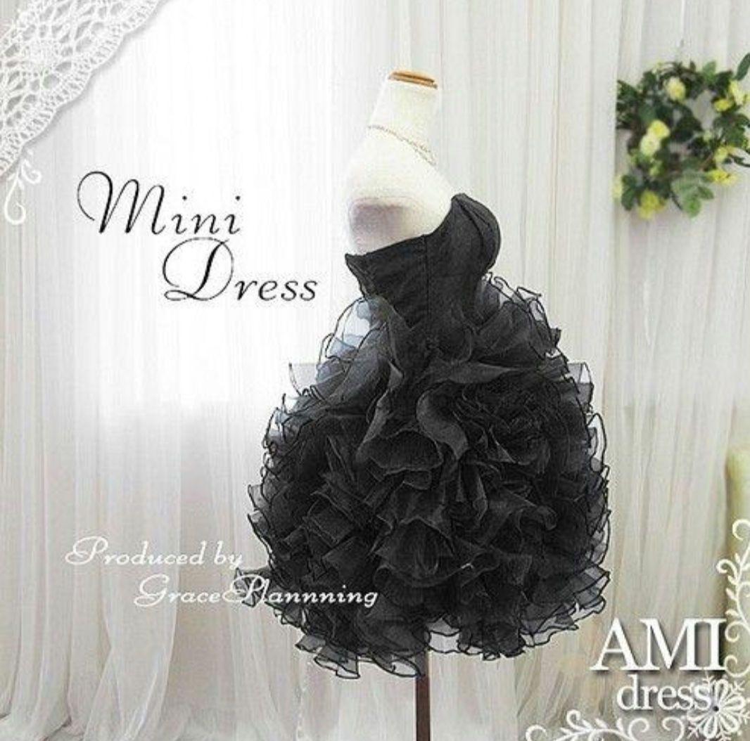 プ*こ様 フリル付き黒ミニドレス