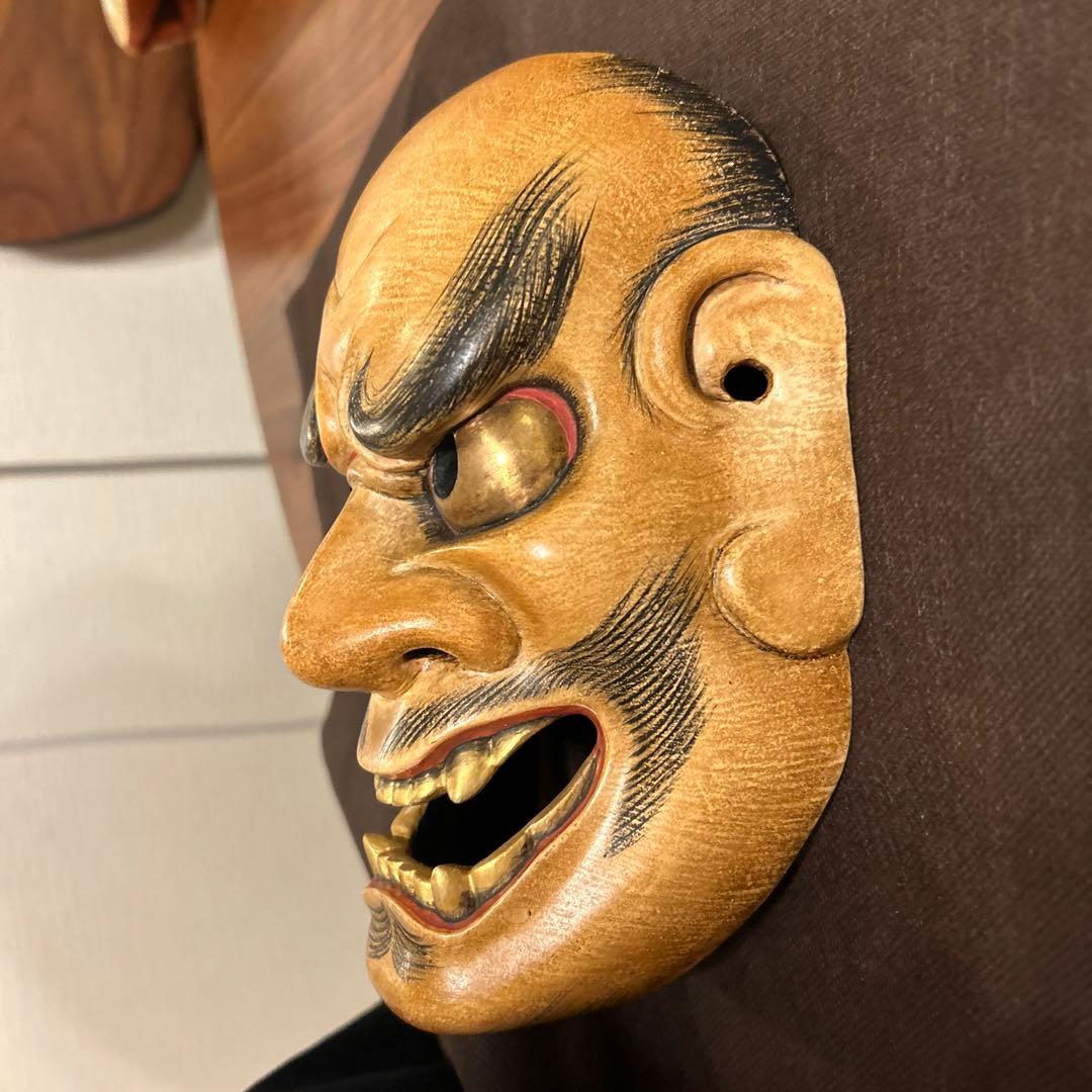 能面　木彫り　顰　しかみ