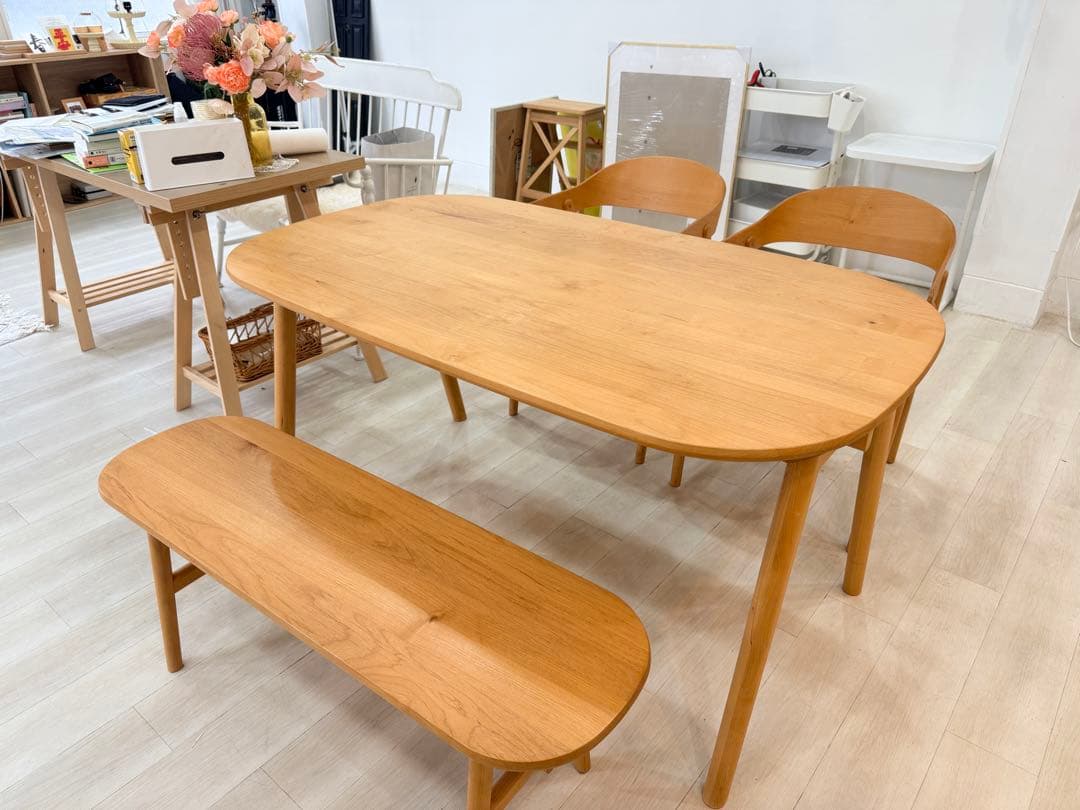 KEYUKA ヨナス ダイニングテーブル アームチェア 2脚 ＋ベンチセット