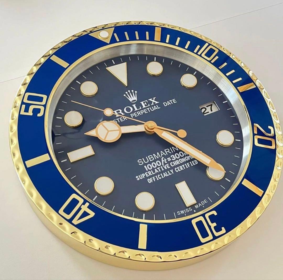 新品未使用 希少品 rolex掛け時計 青サブゴールド