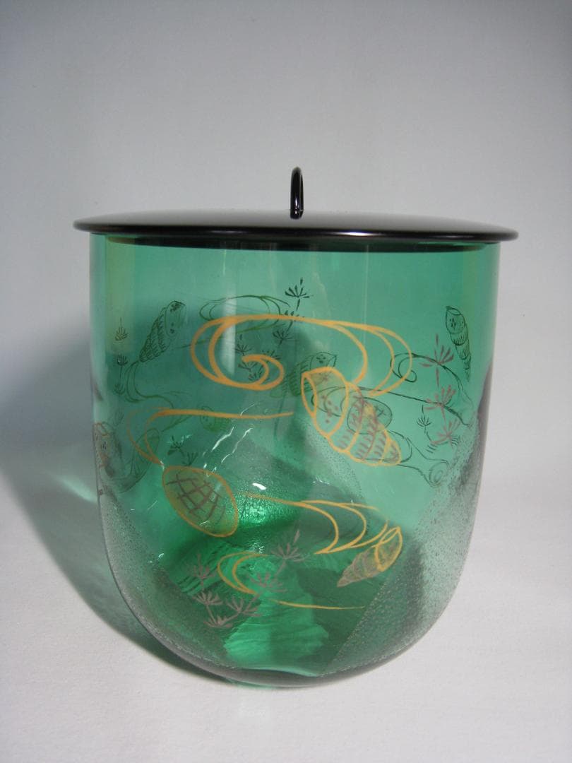 硝子製水指　【義山　切箔　金彩　貝　海松文水指】水崎長寿