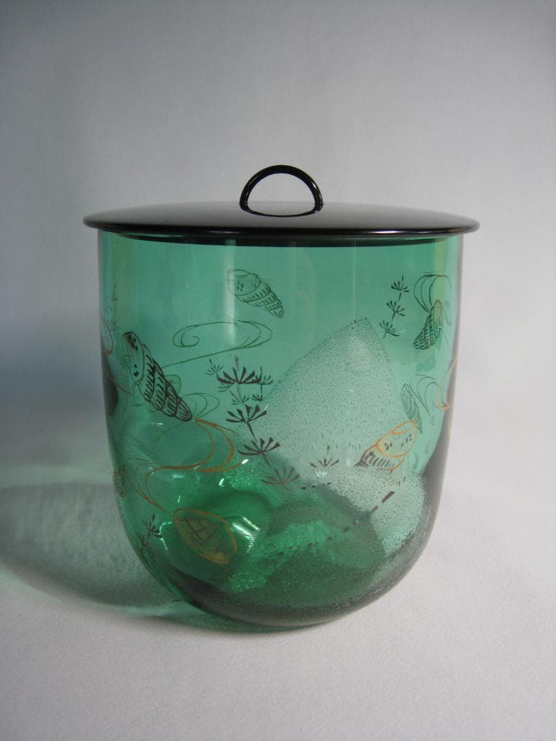 硝子製水指　【義山　切箔　金彩　貝　海松文水指】水崎長寿